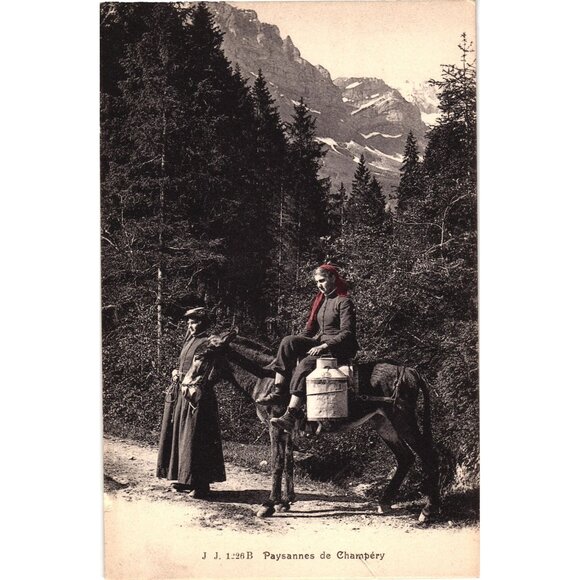 Paysannes De Champéry Vintage Postcard By Jullien Frères Genève Unused - Picture 1 of 2